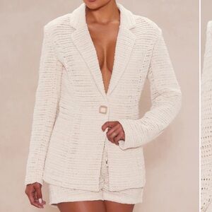 Fashion Nova Cream Knit Blazer